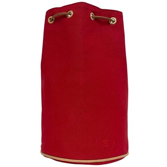 Hermes Draw String Backpack Porochon Mimir PM Red Cotton main image 4